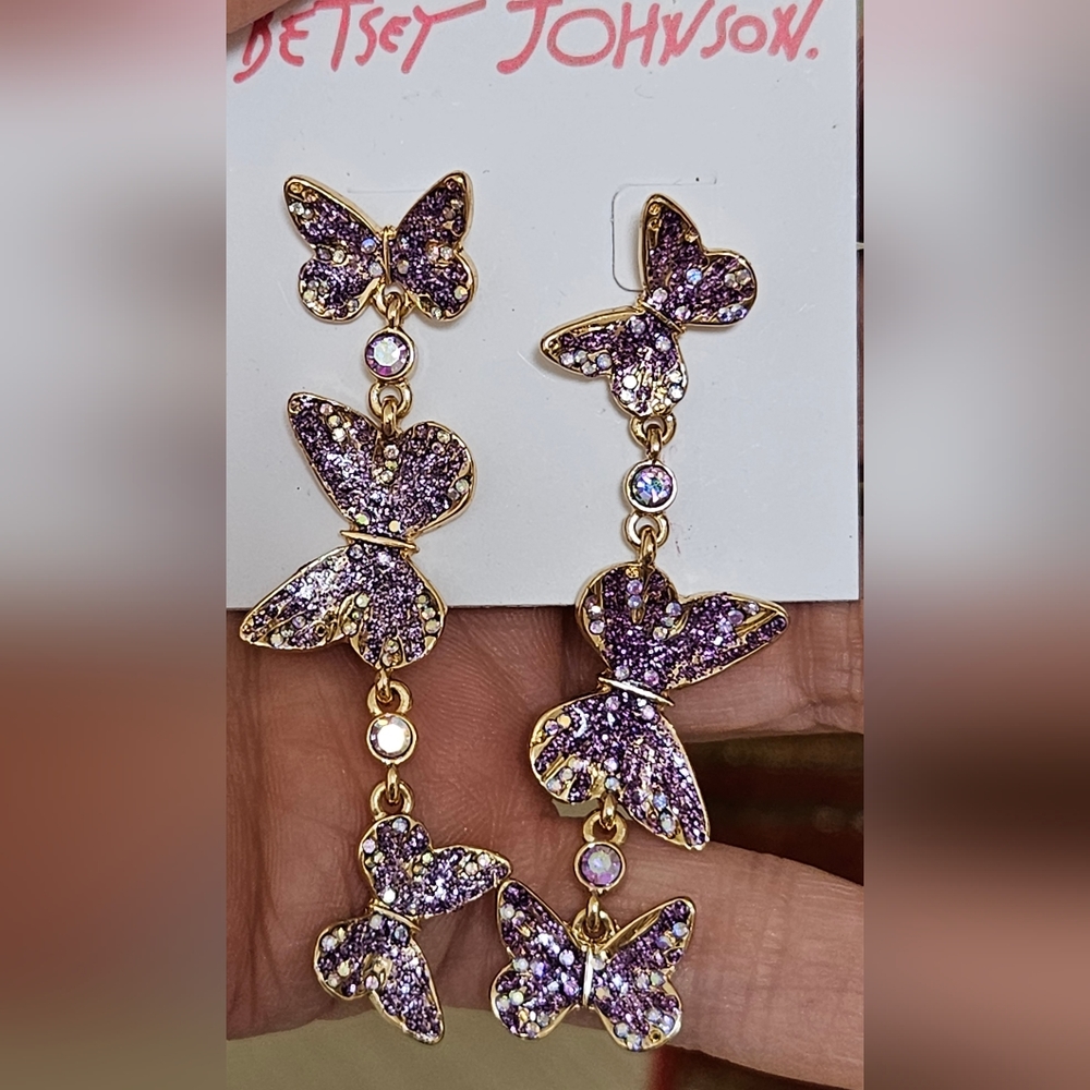 BETSEY JOHNSON BUTTERFLIES BUTTERFLY GEMMED DANGLE